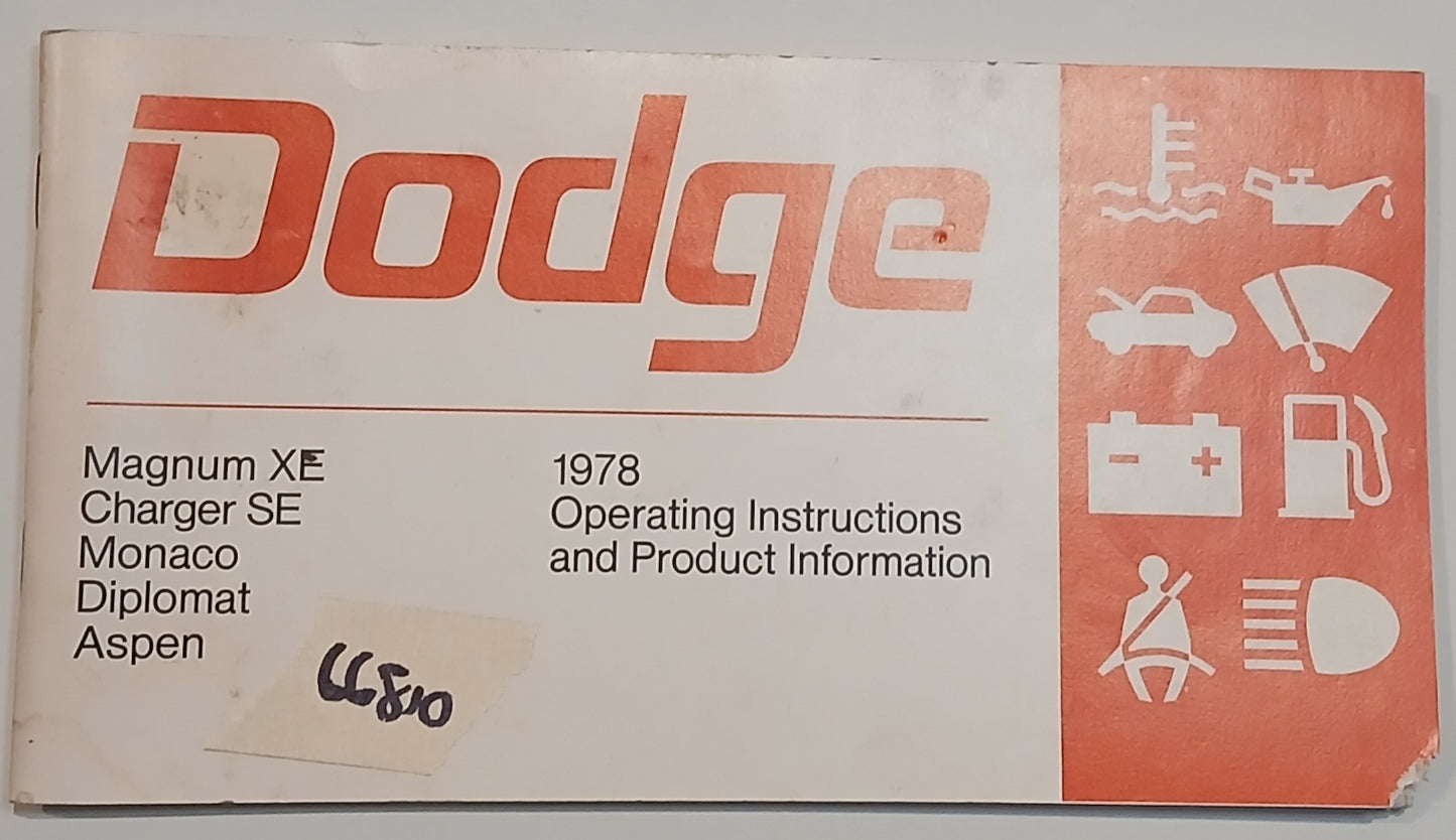 1978 Dodge Operating Instructions