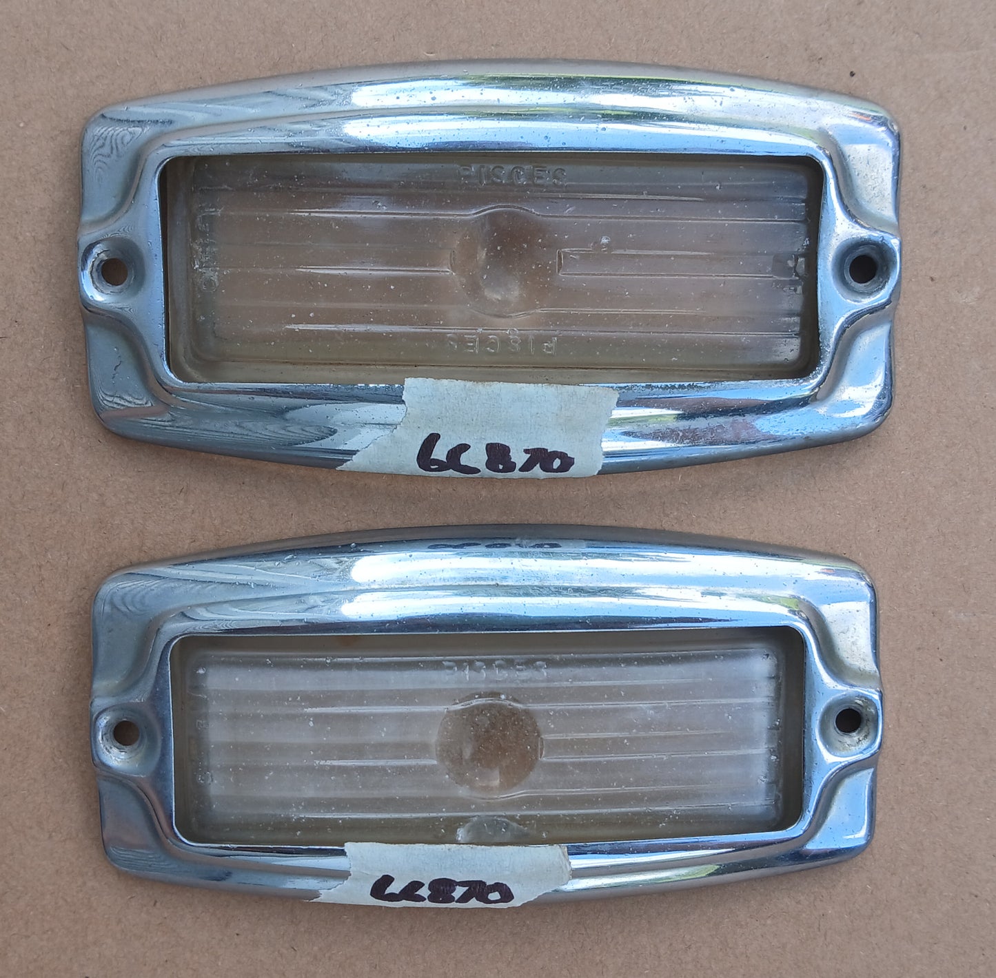 1947 Kaiser Turn Signal Lenses and Bezels pair