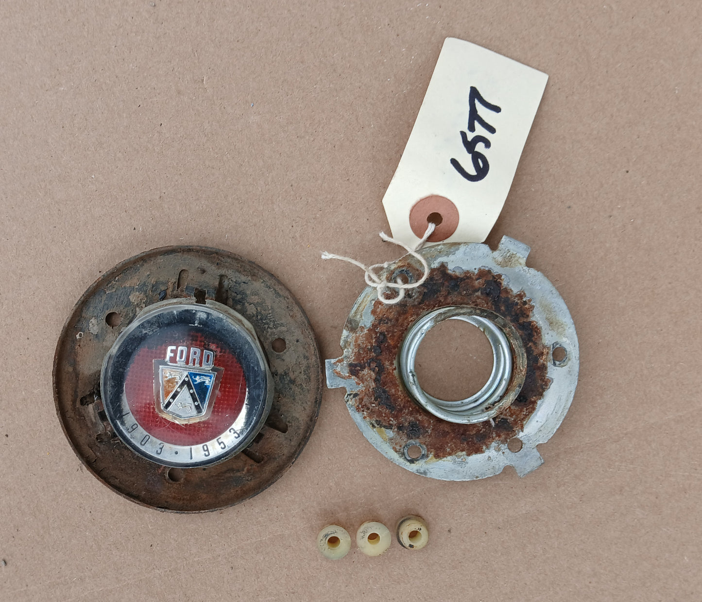 1953 Ford Horn Ring Retainer Plate with Center Emblem 50th Anniversary