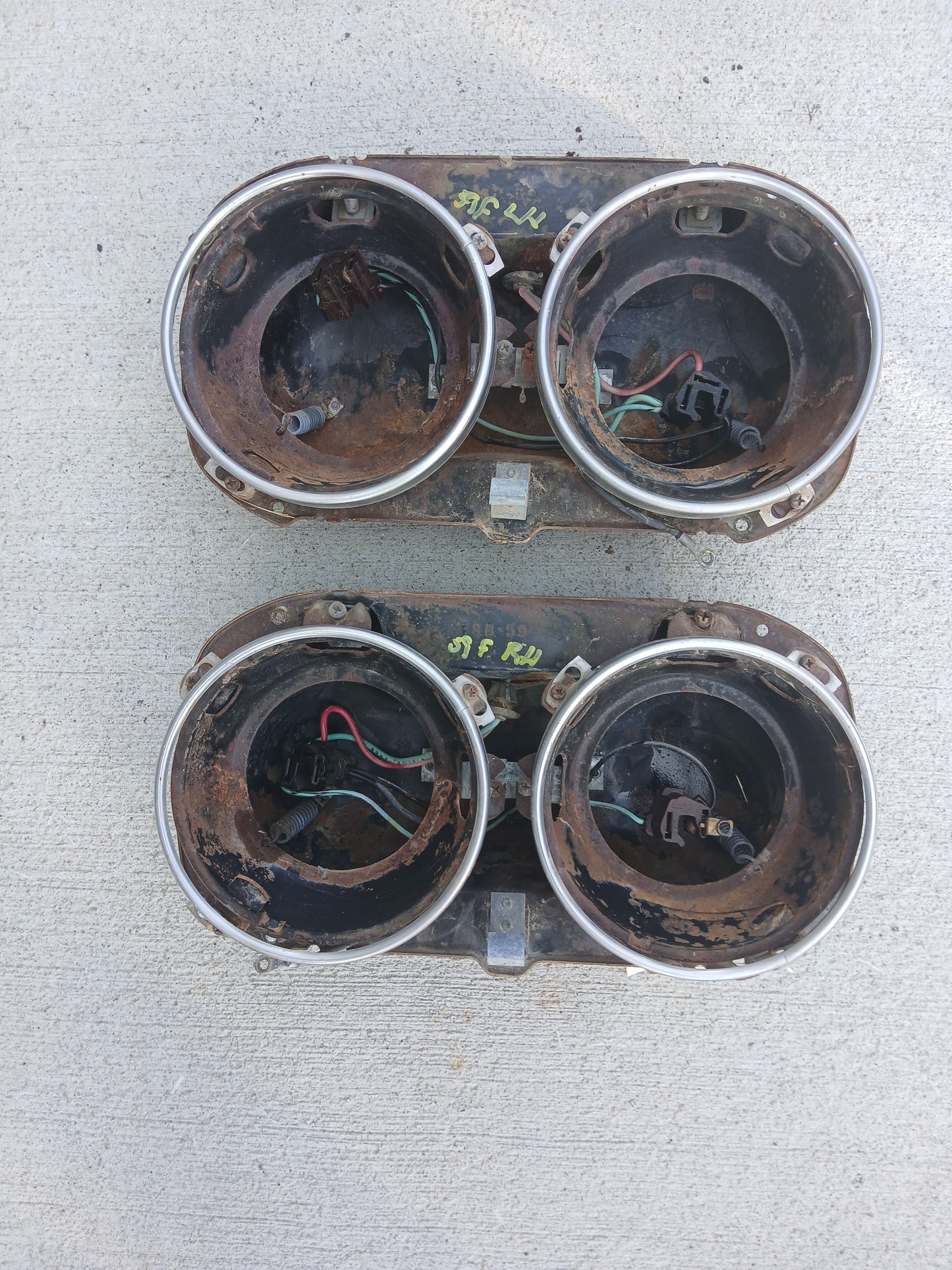 1959 Ford Galaxie Headlight Buckets pair Galaxie Fairlane Custom 300 Wagon