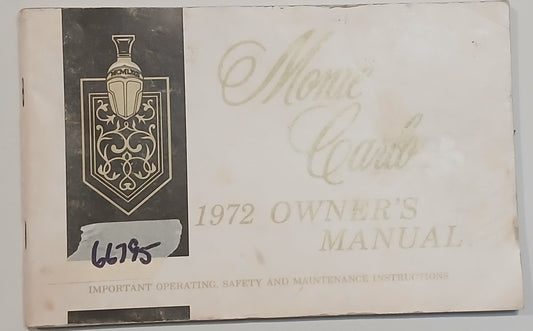1972 Chevrolet Monte Carlo Owners Manual